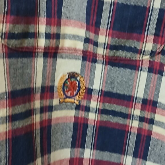 Tommy Hilfiger Mens 100% Cotton Red White & Blue Checkered Shirt - Picture 10 of 10